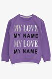 Breeze Kız Çocuk Sweatshirt Yazı Baskılı Pullu 8-14 Yaş, Lila
