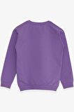 Breeze Kız Çocuk Sweatshirt Yazı Baskılı Pullu 8-14 Yaş, Lila