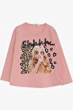 Breeze Kız Çocuk Uzun Kollu Tişört Pullu Kız Baskılı 3-8 Yaş, Somon