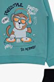 Breeze Erkek Çocuk Eşofman Takımı Dj Maymun Baskılı 1.5-5 Yaş, Mint Yeşili