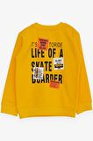Breeze Erkek Bebek Sweatshirt Kaykaycı Baskılı 9 Ay-3 Yaş, Sarı