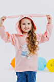 Breeze Kız Çocuk Sweatshirt Tavşancık Baskılı 1.5-5 Yaş, Somon Melanj