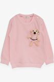Breeze Kız Çocuk Sweatshirt Ayıcık Aksesuarlı 1.5-5 Yaş, Pembe