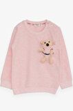 Breeze Kız Çocuk Sweatshirt Ayıcık Aksesuarlı 1.5-5 Yaş, Somon Melanj