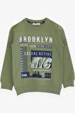 Breeze Erkek Çocuk Sweatshirt Yazı Baskılı 7-12 Yaş, Mint Yeşili