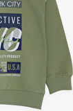 Breeze Erkek Çocuk Sweatshirt Yazı Baskılı 7-12 Yaş, Mint Yeşili