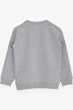 Breeze Erkek Çocuk Sweatshirt Yazı Baskılı 7-12 Yaş, Açık Gri Melanj