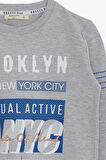 Breeze Erkek Çocuk Sweatshirt Yazı Baskılı 7-12 Yaş, Açık Gri Melanj