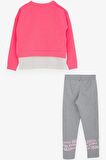 Breeze Kız Çocuk Taytlı Takım Yazı Çiçek Baskılı 8-12 Yaş, Neon Pembe