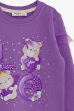 Breeze Kız Çocuk Sweatshirt Ayıcık Baskılı 1-4 Yaş, Lila