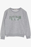 Breeze Erkek Çocuk Sweatshirt Yazı Baslılı 8-14 Yaş, Gri Melanj