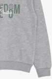 Breeze Erkek Çocuk Sweatshirt Yazı Baslılı 8-14 Yaş, Gri Melanj