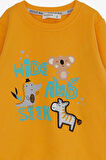 Breeze Erkek Bebek Eşofman Takımı Sevimli Hayvanlar Baskılı 9 Ay-3 Yaş, Hardal Sarı