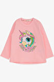Breeze Kız Çocuk Uzun Kollu Tişört Unicorn Baskılı 1.5-5 Yaş, Pembe