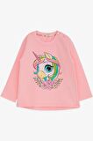 Breeze Kız Çocuk Uzun Kollu Tişört Unicorn Baskılı 1.5-5 Yaş, Pembe