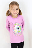 Breeze Kız Çocuk Uzun Kollu Tişört Unicorn Baskılı 1.5-5 Yaş, Lila