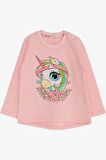 Breeze Kız Çocuk Uzun Kollu Tişört Unicorn Baskılı 1.5-5 Yaş, Somon Melanj