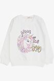 Breeze Kız Çocuk Sweatshirt Unicorn Baskılı 2-6 Yaş, Beyaz