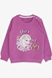 Breeze Kız Çocuk Sweatshirt Unicorn Baskılı 2-6 Yaş, Eflatun