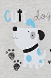Breeze Erkek Bebek Çıtçıtlı Body Köpekcik Baskılı 9 Ay-3 Yaş, Açık Gri Melanj