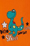 Breeze Erkek Bebek Çıtçıtlı Body Sevimli Dinozor Baskılı 9 Ay-3 Yaş, Turuncu