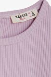 Breeze Kız Çocuk Uzun Kollu Bluz Fırfırlı 4-8 Yaş, Açık Lila