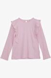 Breeze Kız Çocuk Uzun Kollu Bluz Fırfırlı 4-8 Yaş, Pembe
