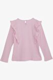 Breeze Kız Çocuk Uzun Kollu Bluz Fırfırlı 4-8 Yaş, Pembe