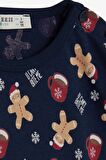 Breeze Erkek Bebek Pijama Takımı Kurabiye Desenli 9 Ay-3 Yaş, Lacivert