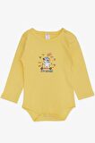Breeze Erkek Bebek Çıtçıtlı Body Gözlüklü Ayıcık Baskılı 9 Ay-3 Yaş, Sarı