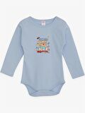 Breeze Erkek Bebek Çıtçıtlı Zıbın Body Avcı Kedicik Baskılı 9 Ay-3 Yaş, Açık Mavi