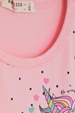Breeze Kız Çocuk Elbise Unicorn Baskılı Tüllü Fiyonklu 3-8 Yaş, Pembe