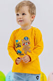 Breeze Erkek Bebek Uzun Kollu Tişört Ayıcık Baskılı Yazı Nakışlı 9 Ay-3 Yaş, Sarı