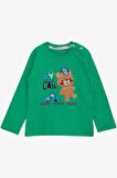Breeze Erkek Bebek Uzun Kollu Tişört Ayıcık Baskılı Yazı Nakışlı 9 Ay-3 Yaş, Yeşil