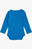 Breeze Erkek Bebek Çıtçıtlı Zıbın Body Havalı Ayıcık Baskılı 9 Ay-3 Yaş, Saks Mavisi
