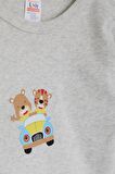 Breeze Erkek Bebek Çıtçıtlı Zıbın Body Şoför Hayvancık Baskılı 9 Ay-3 Yaş, Açık Gri Melanj