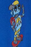 Breeze Erkek Bebek Çıtçıtlı Zıbın Body Kaykaycı Robot Baskılı 9 Ay-3 Yaş, Saks Mavisi