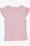 Breeze Kız Çocuk Crop Tişört Kolları Fırfırlı 8-14 Yaş, Pembe