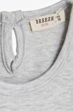 Breeze Kız Bebek Uzun Kollu Tişört Danscı Kız Baskılı Güpürlü 9 Ay-3 Yaş, Açık Gri Melanj