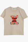 Breeze Erkek Çocuk Tişört Yazı Baskılı 8-14 Yaş, Bej