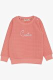 Breeze Kız Çocuk Sweatshirt Pullu Yazı Baskılı 1.5-5 Yaş, Somon