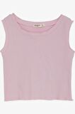 Breeze Kız Çocuk Crop Tişört Fitilli 8-14 Yaş, Pudra