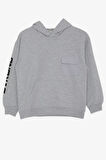 Breeze Erkek Çocuk Sweatshirt Kapüşonlu Cepli 8-14 Yaş, Açık Gri Melanj