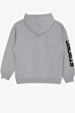 Breeze Erkek Çocuk Sweatshirt Kapüşonlu Cepli 8-14 Yaş, Açık Gri Melanj