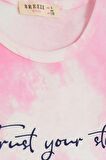 Breeze Kız Çocuk Kapri Taytlı Takım Batik Desenli Yazı Baskılı 8-14 Yaş, Pembe