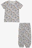 Breeze Kız Bebek Kısa Kollu Pijama Takımı Sevimli Horozcuk Desenli 9 Ay-3 Yaş, Buz Mavisi