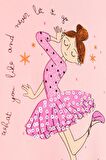 Breeze Kız Çocuk Tişört Dansçı Kız Baskılı Pullu 2-6 Yaş, Pembe