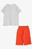 Breeze Erkek Çocuk Şortlu Takım Yazı Baskılı Bağcık Aksesuarlı 5-10 Yaş, Açık Gri Melanj