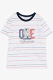 Breeze Erkek Çocuk Şortlu Takım Çizgili Yazı Baskılı 2-6 Yaş, Beyaz