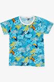 BREEZE Kız Bebek Kısa Kollu Pijama Takımı Safari Temalı 9 Ay-3 Yaş, Turkuaz